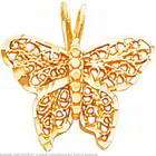 goldia Solid 10k Yellow Gold Filigree Butterfly Charm Holder 2.68 gr.