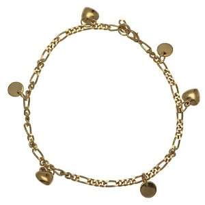  ECCHUMATI Gold Plated Heart and Disk Ankle Chain Jewelry