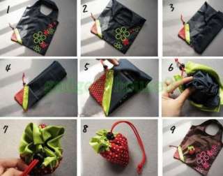10 x Strawberry Shopping Tote Bag Eco Reusable Nylon  