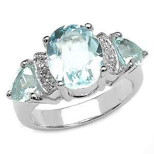  4.85 Carat Genuine Blue & White Topaz Silver Ring: Jewelry
