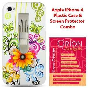   Case (White Flower Garden) & Screen Protector Combo for Apple iPhone 4
