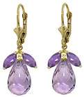   Back Dangle Earrings Natural Purple Amethyst Gemstone Drop Design