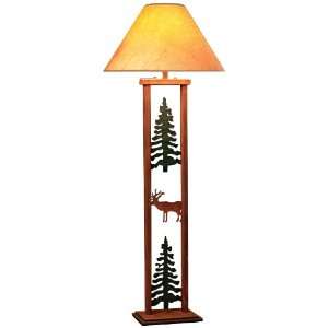  Cedar Ridge Rectangular Pine Tree and Elk Floor Lamp: Home 
