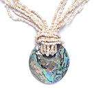   bead paua abalone iridescent shell pendant necklace by 81stgeneration