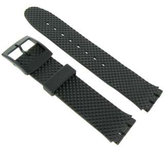   PVC Relief Black Flexible Replacement Watch Band for Swatch  