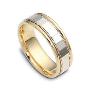  Palladium & 18K Gold Two Tone Wedding Bands 7.00mm Shiny Jewelry