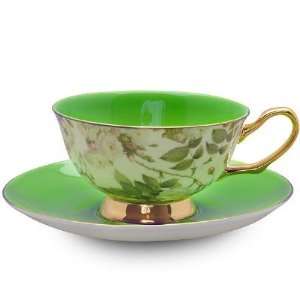 Satin Shell Green Bone China Tea Cup and Saucer & Gift Box  