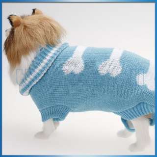Pet Dog Puppy Turtleneck Sweater Knitwear Clothes Coat with Bone/Heart 