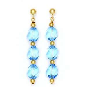   14k Yellow 8 mm Helix Blue Crystal Drop Earrings   JewelryWeb Jewelry