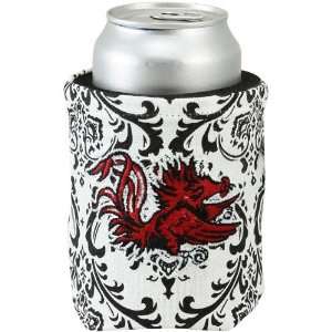  Gamecocks Black White Paisley Canvas Can Coolie