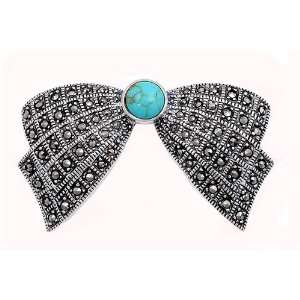 Sterling Silver Brooches Ribbon Turquoise Brooche Jewelry