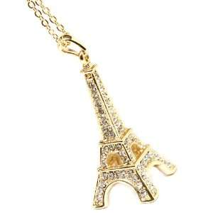  Paris Eiffel Tower 3D Charm Necklace with Crystal Stones 