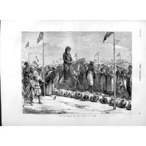   1874 CEREMONY DOSEH CAIRO EGYPT MEN HORSES OLD PRINT