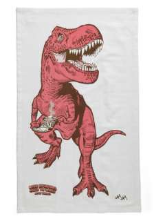 Diner saurs Tea Towel   Red, White, Black, Print with Animals