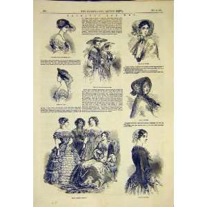   Paris Ladies Fashions May Lace Hats Dress Print 1850: Home & Kitchen