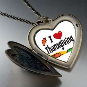  I Love Thanksgiving Large Pendant Necklace Pugster 