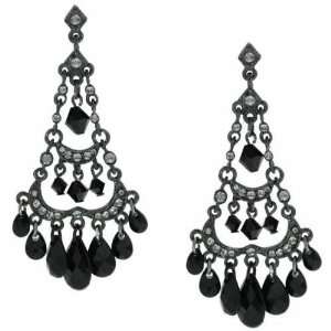  Jet Black Elegant Chandelier Earrings Jewelry