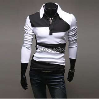 New Mens Casual Slim Fit Polo Shirts Long sleeve T shirts Tee US S M L 