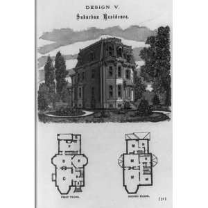  Design V. Suburban residence,1873,exterior,floor plans 
