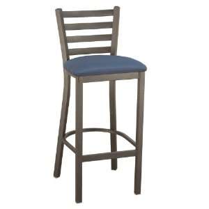  Ladder Back Cafe Stool with Steel Frame Charcoal Fabric 
