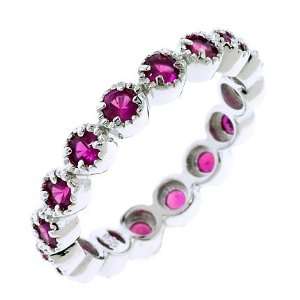   Ruby sterling silver bridal eternity stack rings set Glitzs Jewelry