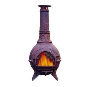 Iron Chiminea Chute with Grill   Bronze Patio, Lawn 