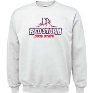  Dixie State Red Storm White Youth Logo Crewneck Sweatshirt 