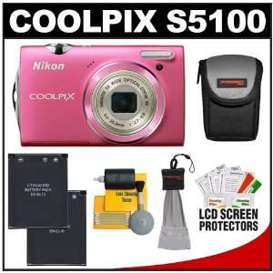   Camera (Pink) with (2) Batteries + Case + Cleaning Kit