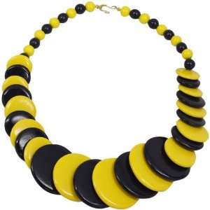  Gold Navy Blue Escalating Wooden Bead Necklace : Sports 
