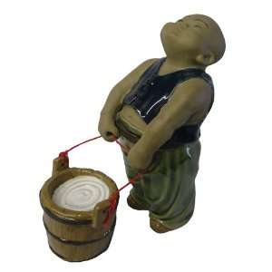   Oriental ceramic figurine   Boy pulling water bucket: Home & Kitchen