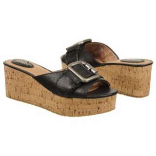 Womens Fossil Malea Wedge Slide Black Leather Shoes 