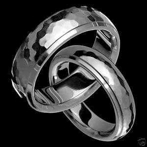 Hammered Titanium Rings Wedding Band Sets Promise Ring  