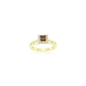  3/4 (0.71 0.80) Cts Brown & White Diamond Ring in 14K 