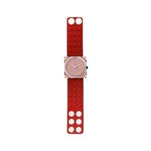  Stamp Watch, Hypnotic Circle Pattern, Maroon Rubber Strap 