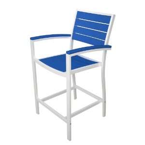   Arm Chair with White Aluminum Frame, Pacific Blue: Patio, Lawn