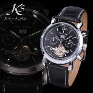   AUTOMATIC DATE DAY MECHANICAL GENUINE LEATHER BAND CLASSIC STYLE WATCH
