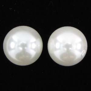  14mm white shell pearl round beads half drilled earrings 