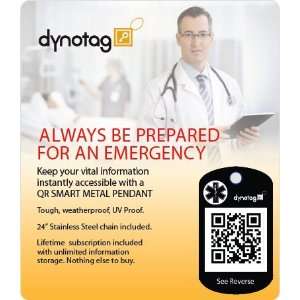 Dynotag Internet Enabled QR Code Smart Military Style Metal Emergency 