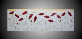 150*50 Modernes Acrylbild Abstrakt Leinwand Art Mohn Blumen Poppy 