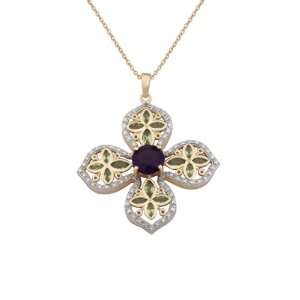18k Yellow Gold Plated Sterling Silver Africa Amethyst and Peridot and 