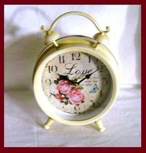 Tischuhr Clock Uhr Metall Rosen Love Landhaus Wa16410  
