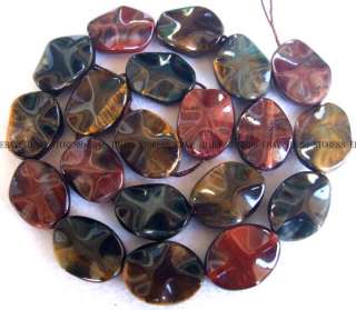 15x20mm Multicolor Tiger Eye Wave Beads 16  
