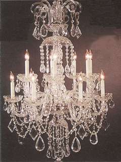 AUTHENTIC ALL CRYSTAL CHANDELIER LIGHTING 38HX27W 18LTS  