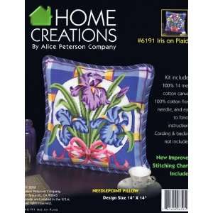    Iris On Plaid Pillow   Needlepoint Kit Arts, Crafts & Sewing