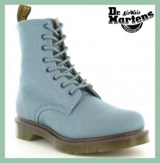 Dr Doc Martens 1460 Womens Page Faded Denim Blue Canvas Boots 8 Eyelet 