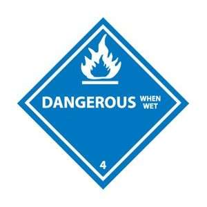 DL22ALV   DOT Shipping Label, Dangerous When Wet 4, 4 x 4, Pressure 