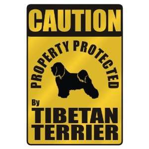   PROTECTED BY TIBETAN TERRIER  PARKING SIGN DOG: Home Improvement