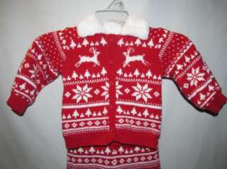 Baby Gap Red Snowflake Reindeer Lined Outfit Baby Boys 6 12 Months 