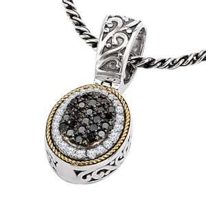   18K Black & White Diamond Oval Pendant Enhancer: White Isle: Jewelry