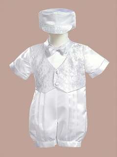 8700 Boys Christening Baptism Blessing Satin 1pc Suit Outfit 3M 6M 12M 